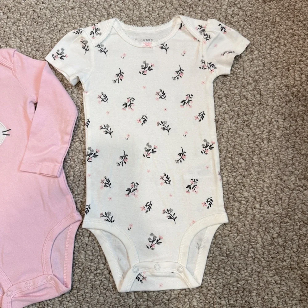 Carters Baby Girls 3 Piece Bunny Floral Bodysuit and Leggings Set Size 18 Months